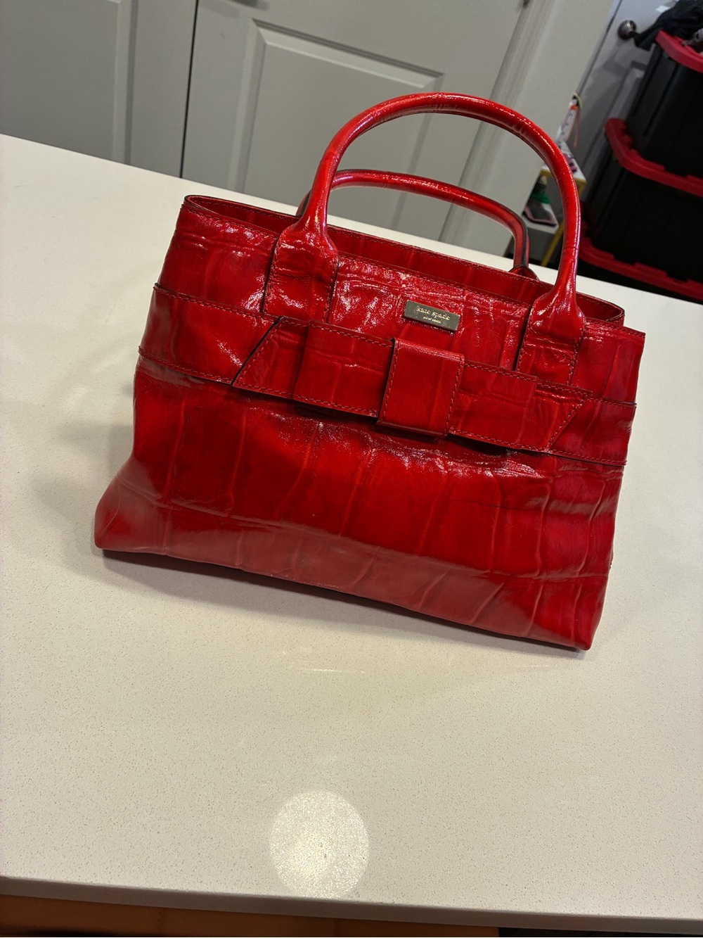 Kate Spade Beautiful Red Croc-Embossed Patent Leather Handbag